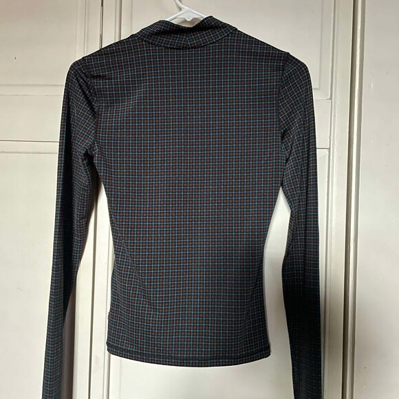NWT Levi's Houndstooth Mock Neck Long Sleeve Second Skin Stretchy Fitted Top XS - Picture 3 of 8
